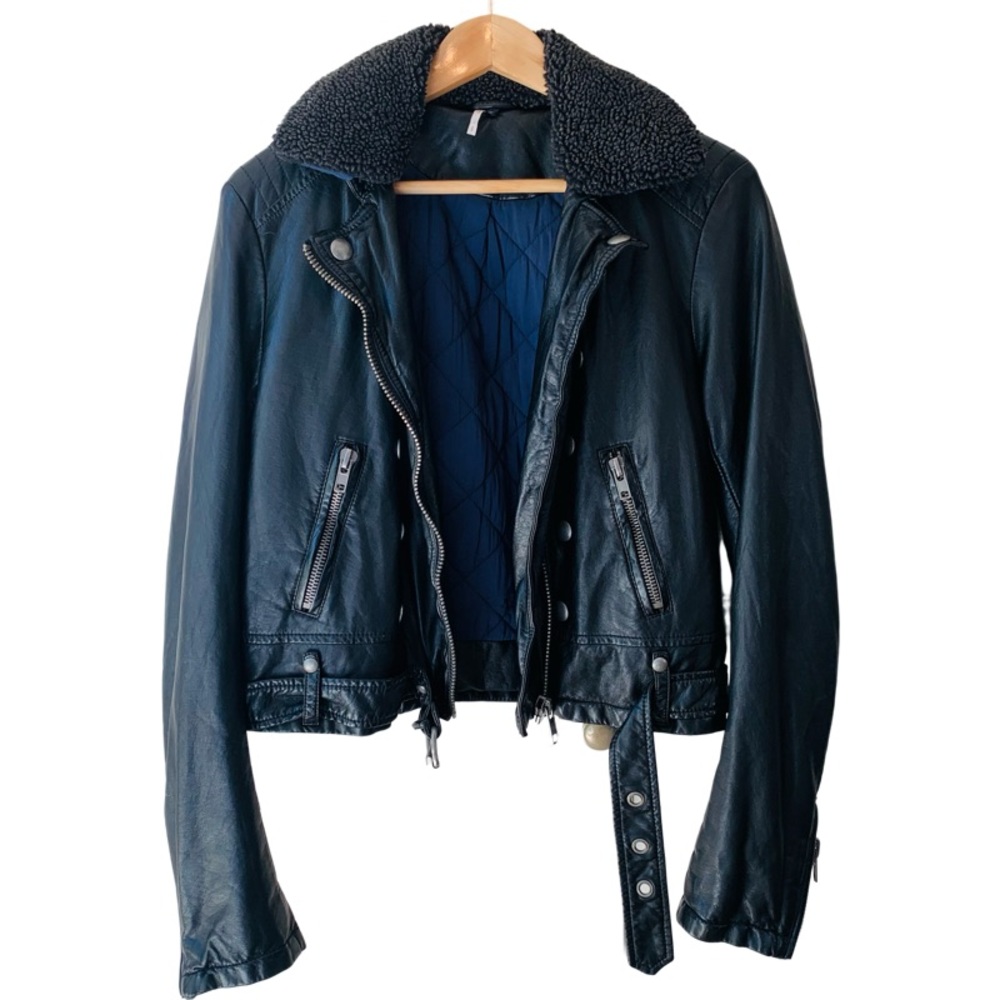 🛑SOLD Free People Asheville Vegan Leather Moto Jacket in Black Size S - Picture 5 of 13